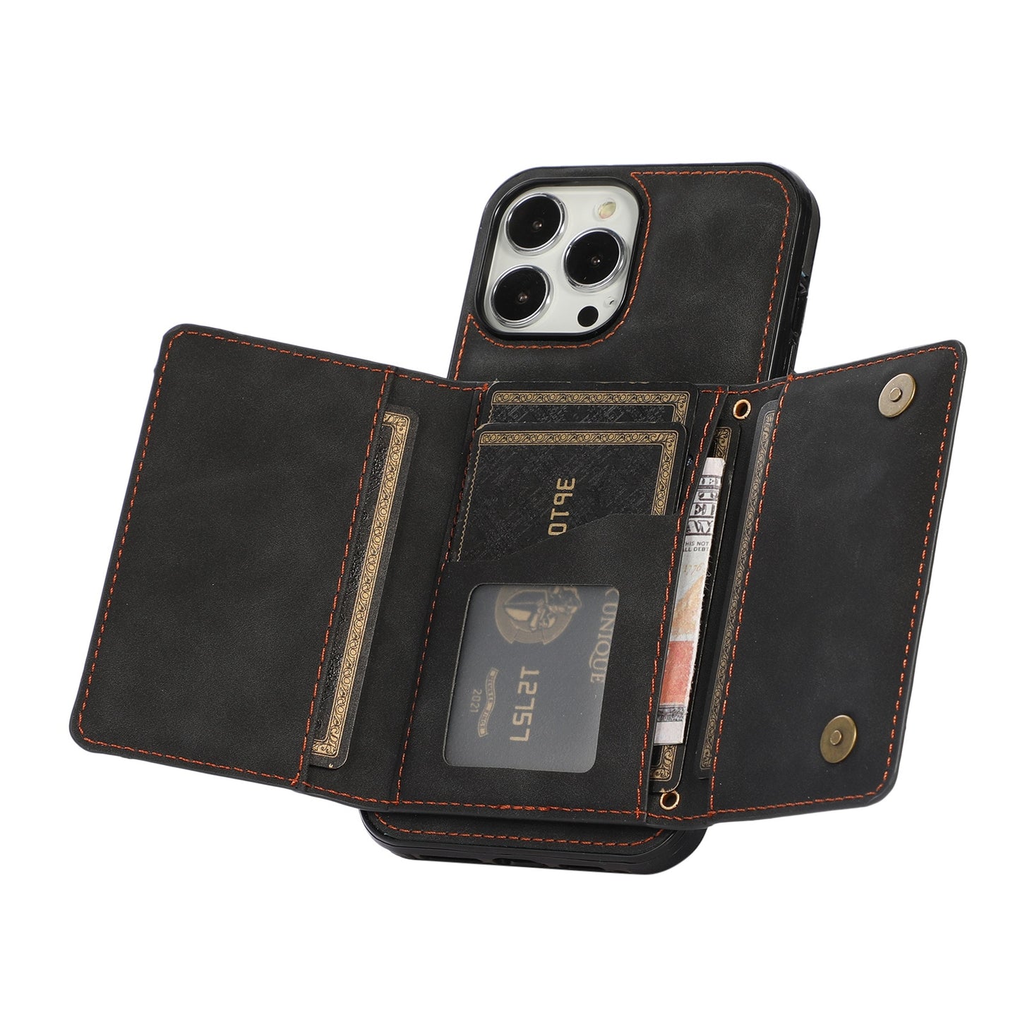 Leather Wallet Phone Case For iPhone with Multifunctional Protective Shell